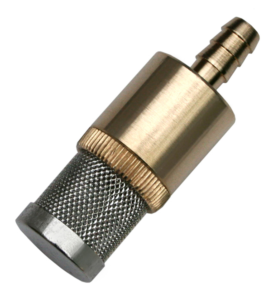 Stainless chemical filter with brass barb